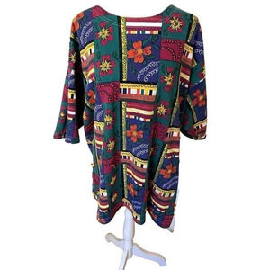 Womans‎ 16 Jacque & Koko 80's Vintage Beaded Patterned Colorful T-Shirt Blouse